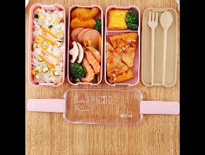  900ml Healthy Material Lunch Box 3 Layer Wheat Straw Bento Boxes Microwave Dinnerware Food Storage Container Lunchbox